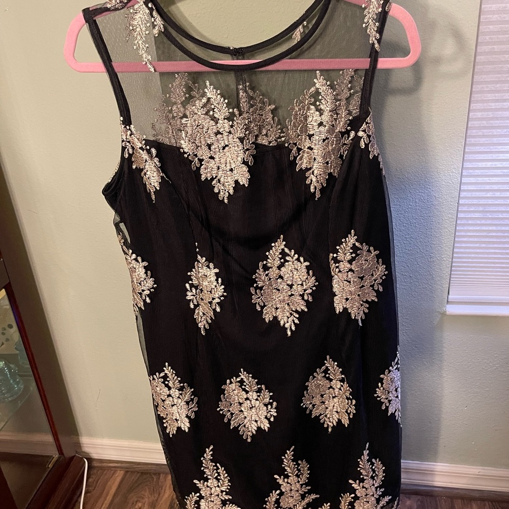SD Collection Black Dress with Cream Embroidery